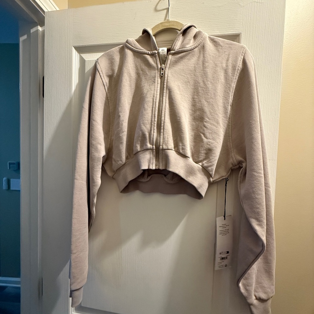 Alo Yoga Washed Breakaway Cropped Zip-Up Hoodie